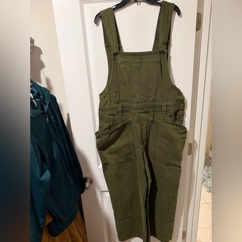 Free People Army Green Women's Denim Overalls